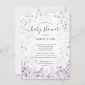 Invitation Dainty Purple Aquarelle Fleurs Filles Baby shower (Devant)