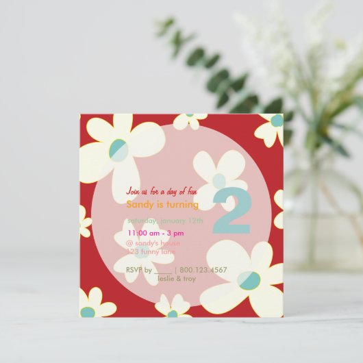 Invitation Daisées Super/DO-IT-YOURSELF arrière - plan/fête d (Debout devant)