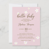 Invitation Daisies Bonjour Bébé Printemps rose Boho fille Dou (Devant)