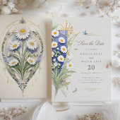 Invitation Daisies Enregistrer la date Golden Elegance