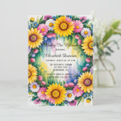 Invitation Daisies et Baby shower Fleur sauvage fille (Debout devant)