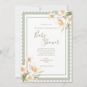 Invitation Daisies Floral Élégant Baby shower (Devant)