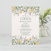 Invitation Daisies Lavande Jaune Fleurs sauvages 100e anniver (Debout devant)