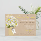 Invitation Daisies Mason Jar Burlap Fête des mariées rustique (Debout devant)