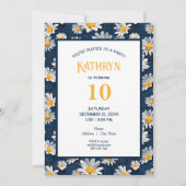 Invitation Daisies on Blue Denim Birthday Party (Devant)