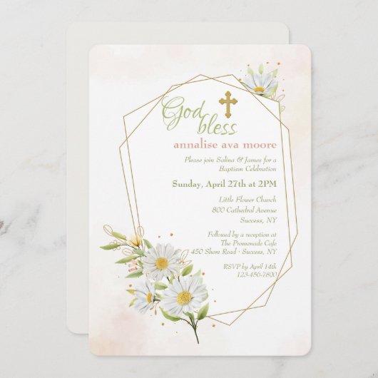 Invitation Daisies Religieuses (Devant / Derrière)