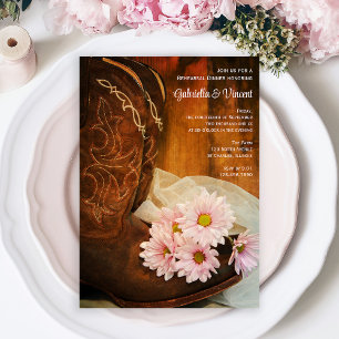 Invitation Daisies roses Dîner de répétition Mariage Boots Co