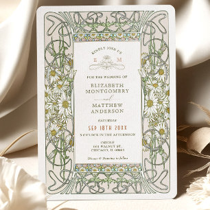 Invitation Daisies vintages Mariage Art Nouveau par Mucha Inv