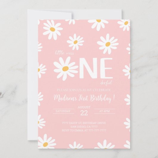 Invitation Daisy 1er anniversaire (Devant)