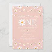 Invitation Daisy 1er Anniversaire rose (Devant)