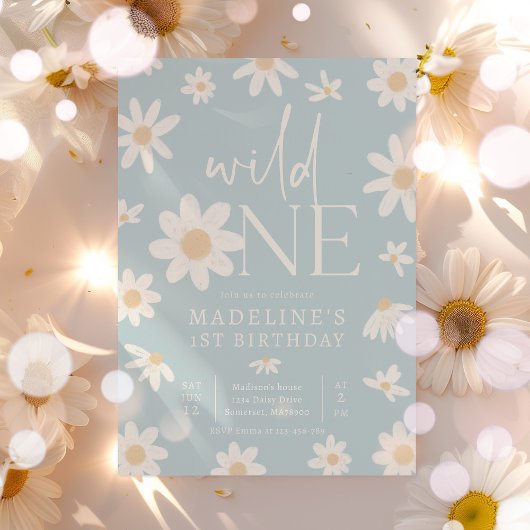 Invitation Daisy 1er anniversaire Wild One Fleur sauvage Anni