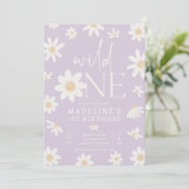 Invitation Daisy 1er anniversaire Wild One Fleur sauvage Anni (Debout devant)