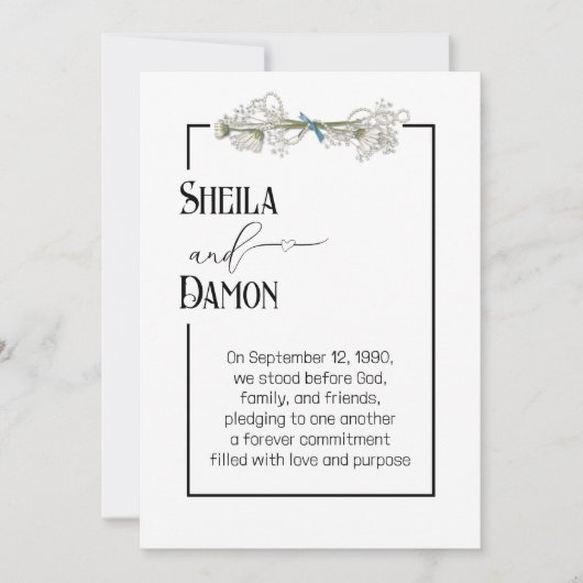 Invitation Daisy and Pearls Bouquet Wedding Vow Renewal (Devant)