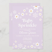 Invitation Daisy and Snowflake Retro Baby Sprinking (Devant / Derrière)