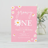 Invitation Daisy Anniversaire Boho Super Un 1er Anniversaire (Debout devant)