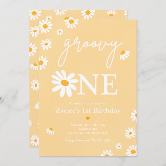 Invitation Daisy Anniversaire Boho Super Un 1er Anniversaire (Devant / Derrière)