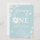 Invitation Daisy Anniversaire Boho Super Un 1er Anniversaire (Devant)