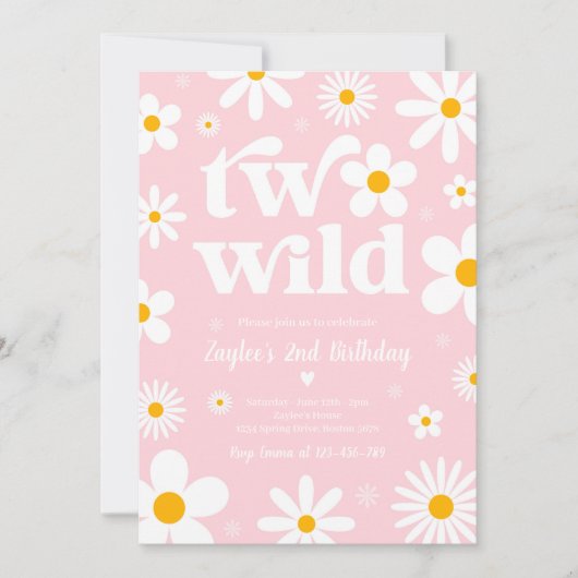 Invitation Daisy Anniversaire Boho Two Wild 2e Anniversaire (Devant)