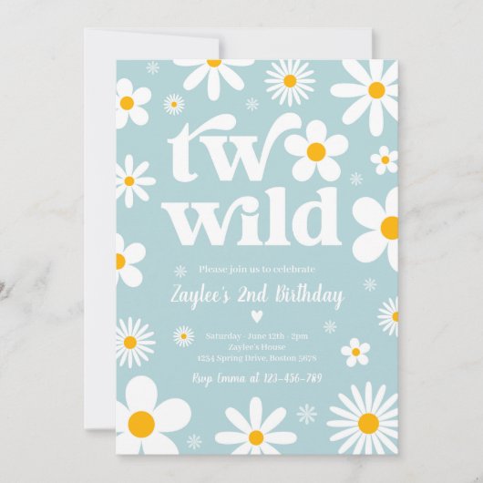 Invitation Daisy Anniversaire Boho Two Wild 2e Anniversaire (Devant)