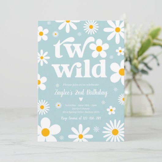 Invitation Daisy Anniversaire Boho Two Wild 2e Anniversaire (Debout devant)