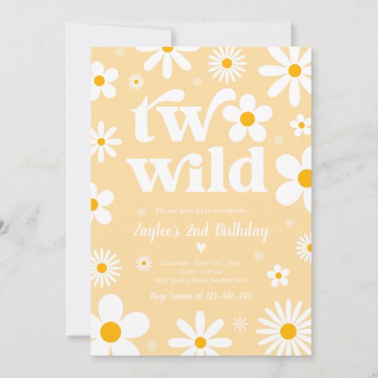 Invitation Daisy Anniversaire Boho Two Wild 2e Anniversaire (Devant)