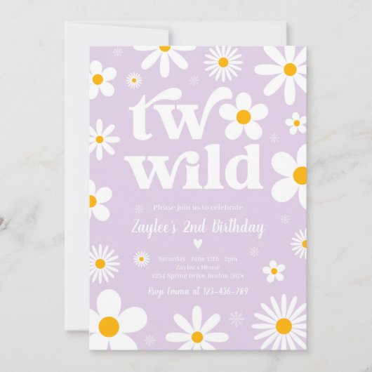 Invitation Daisy Anniversaire Boho Two Wild 2e Anniversaire (Devant)