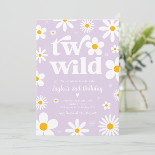 Invitation Daisy Anniversaire Boho Two Wild 2e Anniversaire (Debout devant)