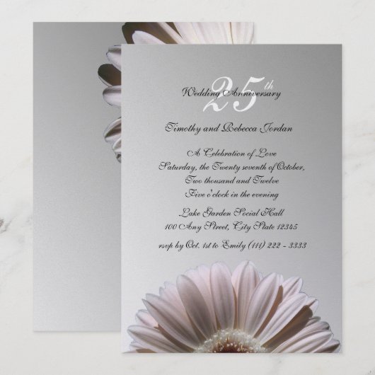 Invitation Daisy Anniversaire d'Argent (Devant / Derrière)