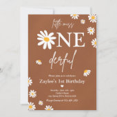 Invitation Daisy Anniversaire Fête Bohmian Little Miss Oneder (Devant)