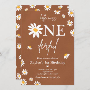Invitation Daisy Anniversaire Fête Bohmian Little Miss Oneder