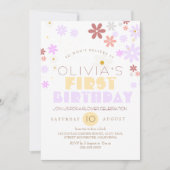 Invitation Daisy Anniversaire Fête Boho 1er Anniversaire (Devant)