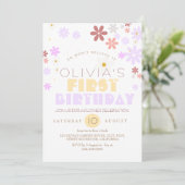 Invitation Daisy Anniversaire Fête Boho 1er Anniversaire (Debout devant)