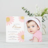 Invitation Daisy anniversaire fête boho floral photo (Debout devant)