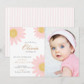 Invitation Daisy anniversaire fête boho floral photo (Devant / Derrière)