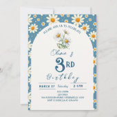 Invitation Daisy Anniversaire I Bleu (Devant)