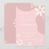 Invitation Daisy Anniversaire Retro Pink Bohemian Anniversair (Devant / Derrière)