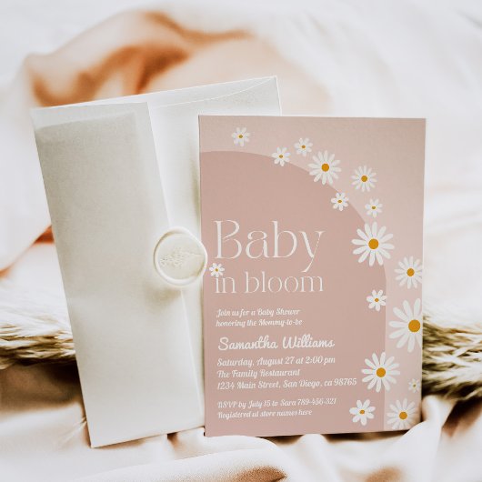 Invitation Daisy Baby en fleur Boho Girl Baby shower