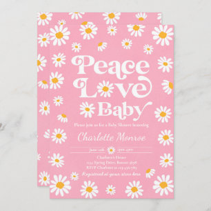 Invitation Daisy Baby shower Bohême Peace Love Baby shower