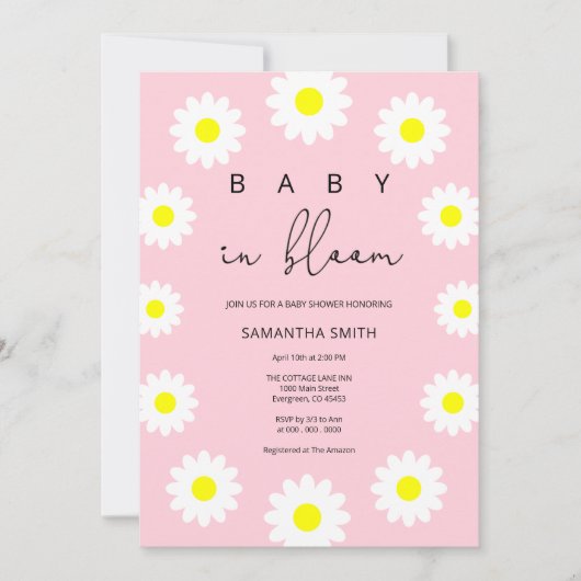 Invitation Daisy - Bébé en fleurs (Devant)