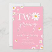 Invitation Daisy Birthday Party Boho Deux Super 2e anniversai (Devant)