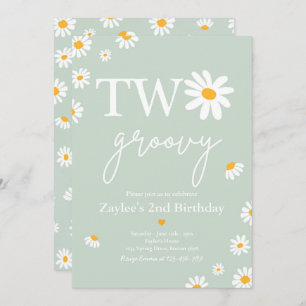 Invitation Daisy Birthday Party Boho Deux Super 2e anniversai