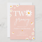 Invitation Daisy Birthday Party Boho Deux Super 2e anniversai (Devant)