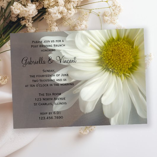 Invitation Daisy Blanche Douce sur un Poteau Gris pour un Pet