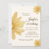 Invitation Daisy Bohmian Fille 1er fête d'anniversaire (Devant)