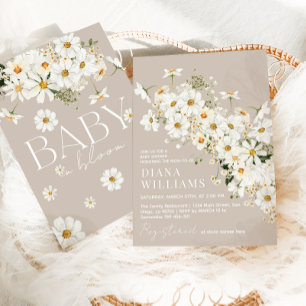 Invitation Daisy Boho Fleur sauvage Baby shower rustique