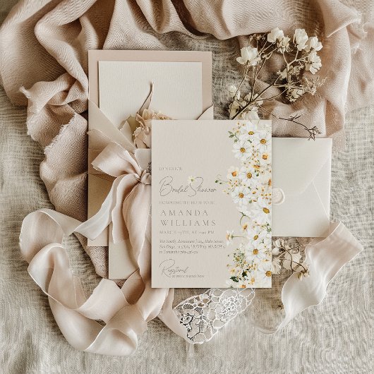 Invitation Daisy Boho Fleur sauvage Fête des mariées moderne