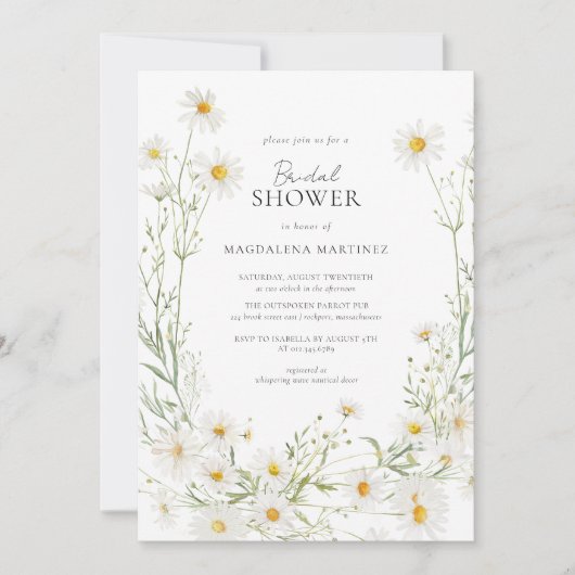 Invitation Daisy Boho Fleur sauvage Fête des mariées rustique (Devant)