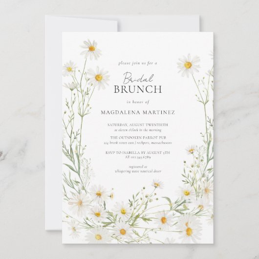 Invitation Daisy Boho Fleur sauvage Rustic Bridal Brunch (Devant)