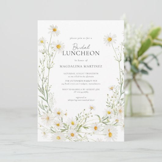 Invitation Daisy Boho Fleur sauvage Rustic Bridal Luncheon (Debout devant)