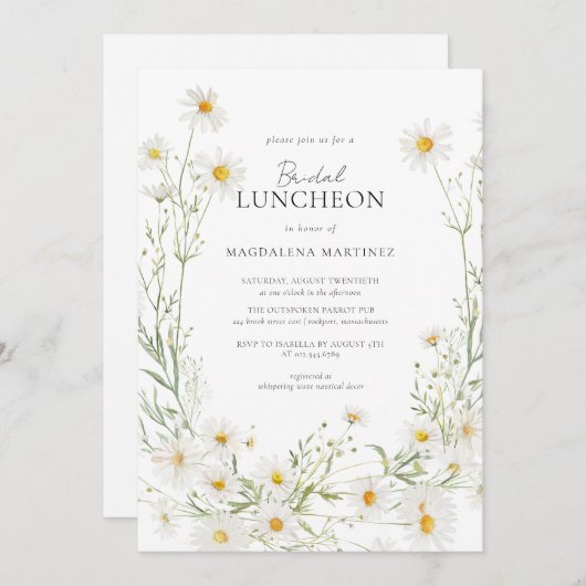 Invitation Daisy Boho Fleur sauvage Rustic Bridal Luncheon (Devant / Derrière)